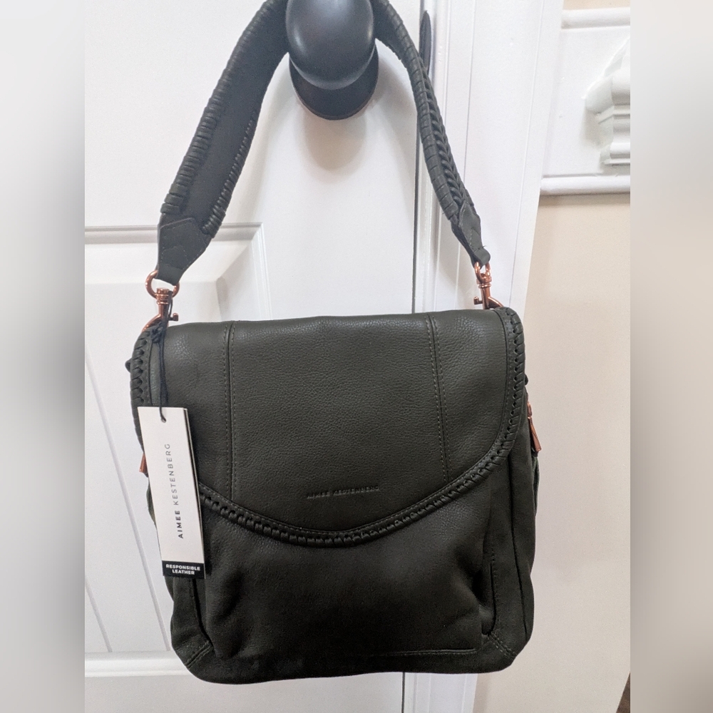 Aimee Kestenberg Olive Shoulder Bag with Rose Gold Accents